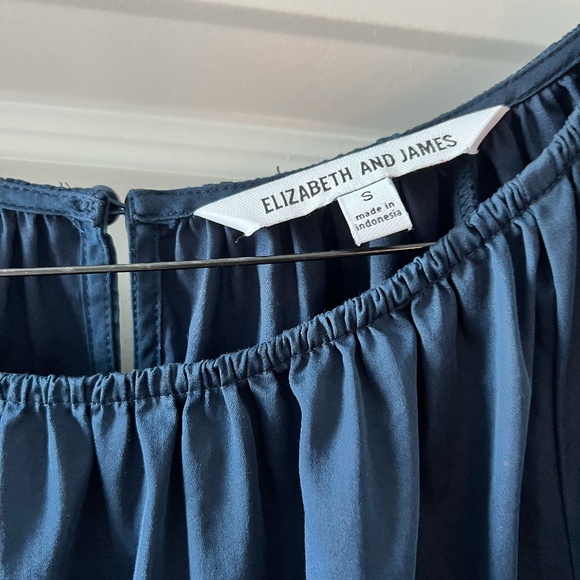 Elizabeth and James Navy Tiered Peasant Mini Dress - Picture 3 of 10